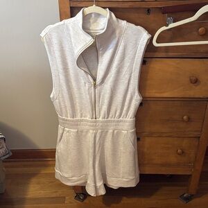 Sleeveless White Zip-Up Romper